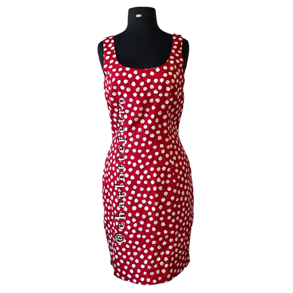 vtg Elizabeth Simon • Red Polka Dot Tank Dress • USA